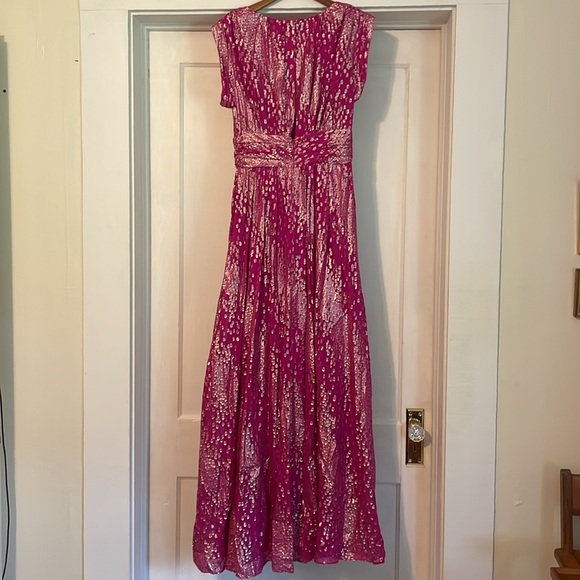 New Ramy Brook Julianna Plunging Maxi Dress in Electric Pink Jacquard size 6 - Picture 8 of 16